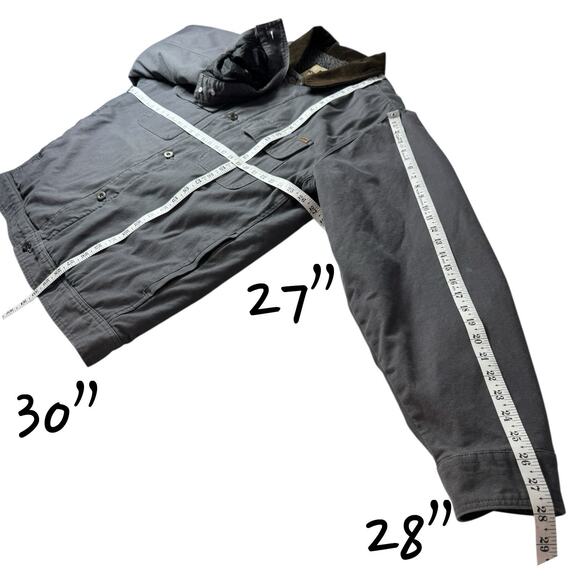 Woolrich Canvas Barn Coat Gray Sherpa Lined Men 2XL Corduroy Collar Chore Jacket - Picture 8 of 16